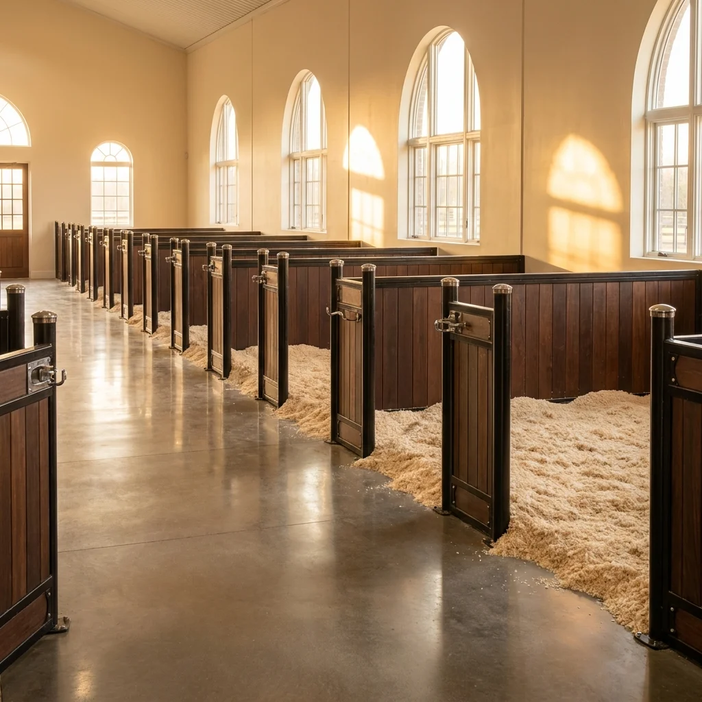 clean barn aisle fresh bedding warm light clean barn aisle fresh bedding warm light